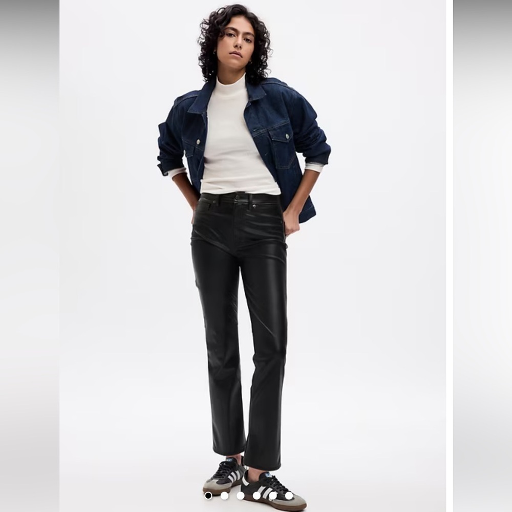 GAP Black High Rise Vegan Leather Vintage Slim Pants sz 14 - Picture 6 of 10